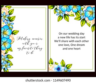 
Invitation greeting card with floral background. Wedding invitation, thank you card, save the date cards.
