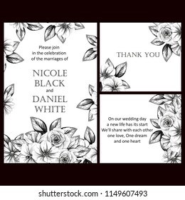 
Invitation greeting card with floral background. Wedding invitation, thank you card, save the date cards.
