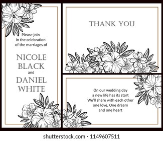 
Invitation greeting card with floral background. Wedding invitation, thank you card, save the date cards.
