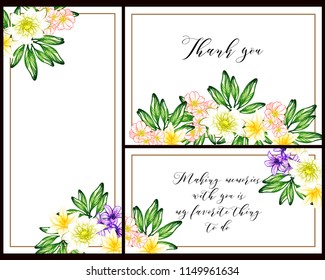 Invitation greeting card with floral background. Wedding invitation, thank you card, save the date cards.

