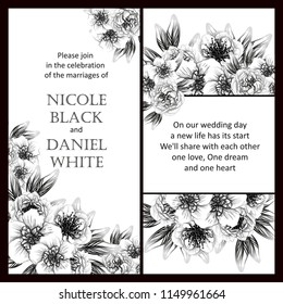 Invitation greeting card with floral background. Wedding invitation, thank you card, save the date cards.
