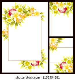 Invitation greeting card with floral background. Wedding invitation, thank you card, save the date cards.