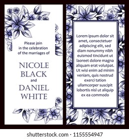 Invitation greeting card with floral background. Wedding invitation, thank you card, save the date cards.