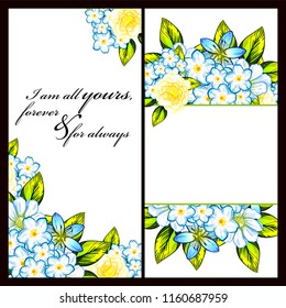 Invitation greeting card with floral background. Wedding invitation, thank you card, save the date cards.