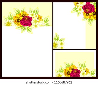 Invitation greeting card with floral background. Wedding invitation, thank you card, save the date cards.