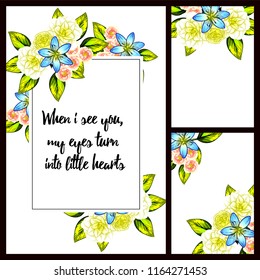 Invitation greeting card with floral background. Wedding invitation, thank you card, save the date cards.