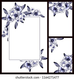 Invitation greeting card with floral background. Wedding invitation, thank you card, save the date cards.