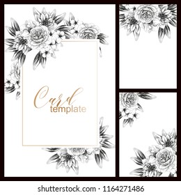 Invitation greeting card with floral background. Wedding invitation, thank you card, save the date cards.