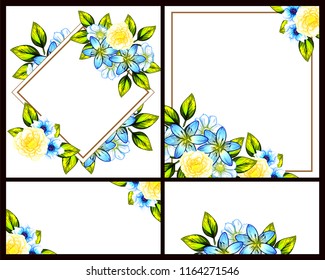 Invitation greeting card with floral background. Wedding invitation, thank you card, save the date cards.