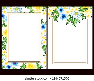 Invitation greeting card with floral background. Wedding invitation, thank you card, save the date cards.
