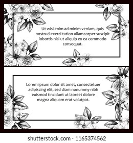 Invitation greeting card with floral background. Wedding invitation, thank you card, save the date cards.