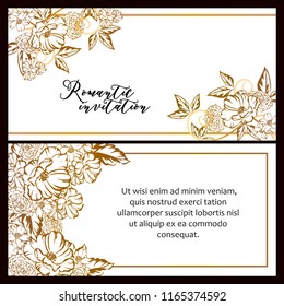 Invitation greeting card with floral background. Wedding invitation, thank you card, save the date cards.