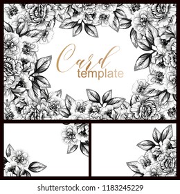 Invitation greeting card with floral background. Wedding invitation, thank you card, save the date cards.