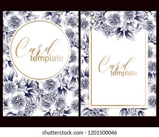 Invitation greeting card with floral background. Wedding invitation, thank you card, save the date cards.