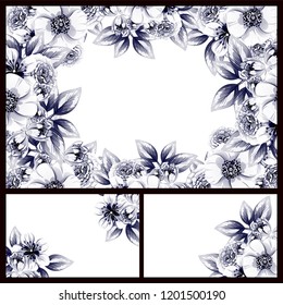 Invitation greeting card with floral background. Wedding invitation, thank you card, save the date cards.
