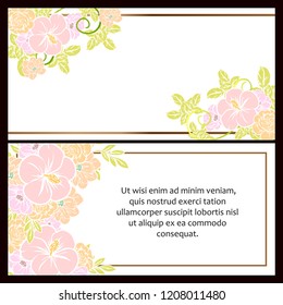 Invitation greeting card with floral background. Wedding invitation, thank you card, save the date cards.
