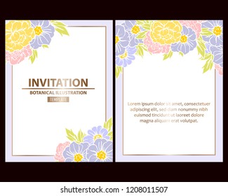Invitation greeting card with floral background. Wedding invitation, thank you card, save the date cards.