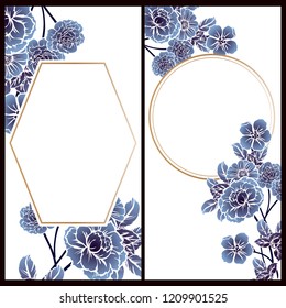 Invitation greeting card with floral background. Wedding invitation, thank you card, save the date cards.