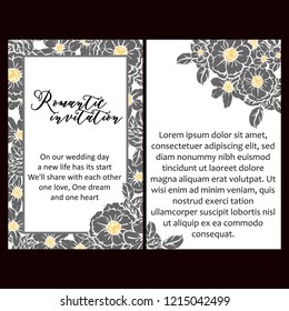 Invitation greeting card with floral background. Wedding invitation, thank you card, save the date cards.