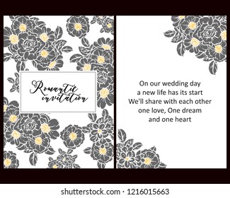 Invitation greeting card with floral background. Wedding invitation, thank you card, save the date cards.