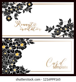 Invitation greeting card with floral background. Wedding invitation, thank you card, save the date cards.