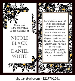 Invitation greeting card with floral background. Wedding invitation, thank you card, save the date cards.