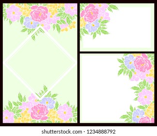 Invitation greeting card with floral background. Wedding invitation, thank you card, save the date cards.