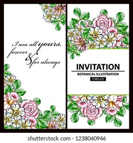 Invitation greeting card with floral background. Wedding invitation, thank you card, save the date cards.