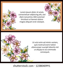 Invitation greeting card with floral background. Wedding invitation, thank you card, save the date cards.