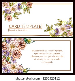 Invitation greeting card with floral background. Wedding invitation, thank you card, save the date cards.