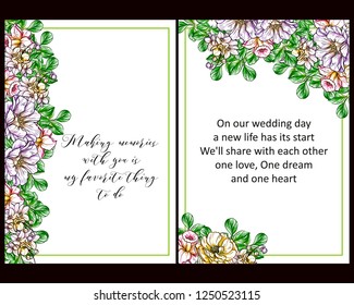 Invitation greeting card with floral background. Wedding invitation, thank you card, save the date cards.