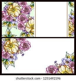 Invitation greeting card with floral background. Wedding invitation, thank you card, save the date cards.