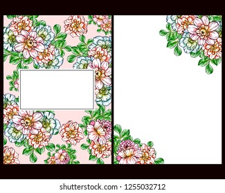 Invitation greeting card with floral background. Wedding invitation, thank you card, save the date cards.