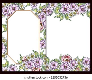 Invitation greeting card with floral background. Wedding invitation, thank you card, save the date cards.
