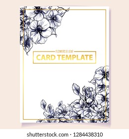 Invitation greeting card with floral background. Wedding invitation, thank you card, save the date cards.