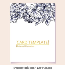 Invitation greeting card with floral background. Wedding invitation, thank you card, save the date cards.