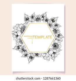 Invitation greeting card with floral background. Wedding invitation, thank you card, save the date cards.