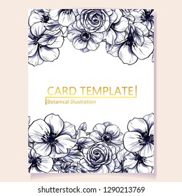 Invitation greeting card with floral background. Wedding invitation, thank you card, save the date cards.
