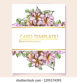 Invitation greeting card with floral background. Wedding invitation, thank you card, save the date cards.