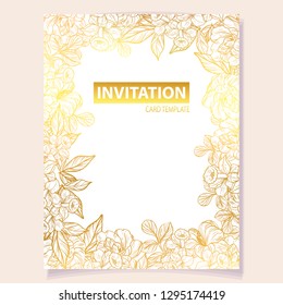Invitation greeting card with floral background. Wedding invitation, thank you card, save the date cards.