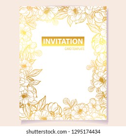 Invitation greeting card with floral background. Wedding invitation, thank you card, save the date cards.