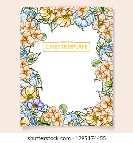 Invitation greeting card with floral background. Wedding invitation, thank you card, save the date cards.