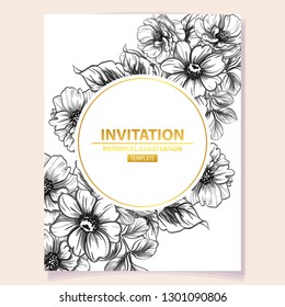 Invitation greeting card with floral background. Wedding invitation, thank you card, save the date cards.