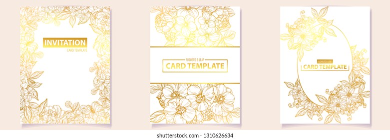 Invitation greeting card with floral background. Wedding invitation, thank you card, save the date cards.