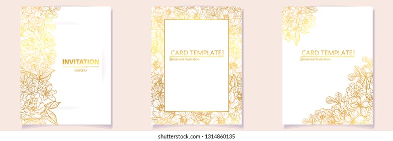 Invitation greeting card with floral background. Wedding invitation, thank you card, save the date cards.