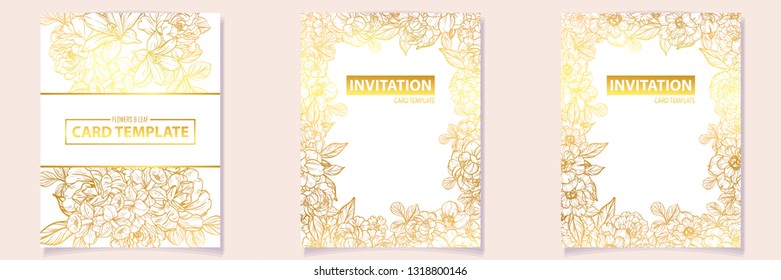 Invitation greeting card with floral background. Wedding invitation, thank you card, save the date cards.