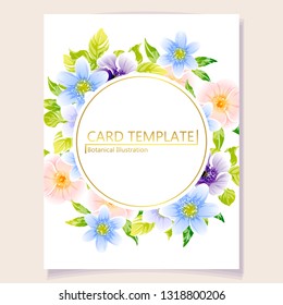 Invitation greeting card with floral background. Wedding invitation, thank you card, save the date cards.