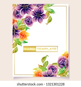 Invitation greeting card with floral background. Wedding invitation, thank you card, save the date cards.