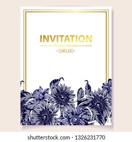 Invitation greeting card with floral background. Wedding invitation, thank you card, save the date cards.