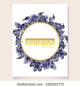 Invitation greeting card with floral background. Wedding invitation, thank you card, save the date cards.